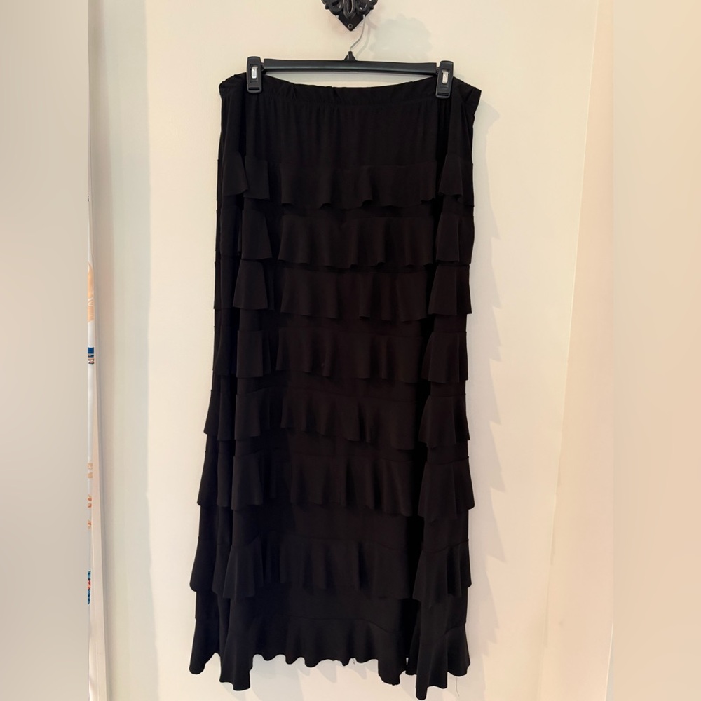 Black Ruffle Maxi Skirt